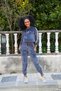 Women's Velvet Hooded Tracksuit 9054