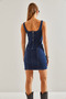 Women's Indigo Strap Slit Denim Dress 60061026 - 4