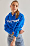 Women's Indigo Hooded Printed Three-Thread Sweatshirt 60061004 - 6