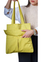 Women's Yellow Zippered Hand and Shoulder Bag Fabric Tote Bag Special Tailored Creation - 7