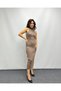 Women's Mink Halter Turtleneck Knitwear Dress - 4