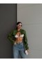 Women's Leather Bolero Jacket with Stand Collar and Pocket Detail - 2