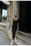 Women's Long sleeve sweetheart neckline midi dress - 7
