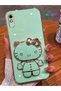 Water Green Hello Kitty for Xiaomi Redmi 9A Luxury Silicone Case with Stand Edge Gold Detail