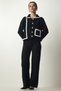 Women's Black Stripe Detailed Knitwear Jacket Trousers Suit WF00061 - 2