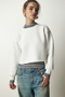 Women's White Crew Neck Raised Crop Knitted Sweatshirt BF00085 - 3