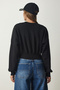 Women's Black Zippered Raised Crop Knitted Sweatshirt HF00442 - 5