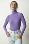Women's Lilac Turtleneck Corduroy Knitted Blouse HJ00008
