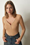 Women's Biscuit Button Collar Ribbed Crop Knitted Blouse LD00066