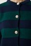 Women's Navy Blue Green Stylish Buttoned Striped Knitwear Cardigan NF00078 - 4