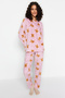 Winter Knitted Pajamas Set with Pink Fleece Teddy Bear Thmaw24Pt00272