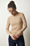 Women's Beige Turtleneck Corded Knitted Blouse HJ00008 - 2