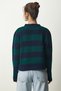Women's Navy Blue Green Stylish Buttoned Striped Knitwear Cardigan NF00078 - 5