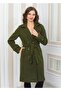 New Season Double Breasted Collar Lining Detailed Long Stamp Coat - 7