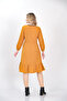 Plain Flannel Elastic Sleeve Ruffled Skirt Winter Mustard Yellow Dress - 5