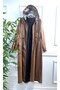 Large Size Lema Waist Gathered Hooded Full Length Leather Trench - Tan - 5