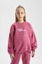Girl's Oversize Fit Crew Neck Thick Sweatshirt with Soft Fuzzy Inside
