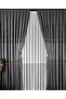 Panel Background Curtain Smoked Gray Gold Striped Wheat Detailed Single Wing Closely Pleated Jacquard Semi-Glossy - 4