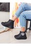 Black Flat Heel Stoned Zippered Women's Boots - 2