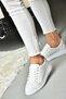 P555460903 White Genuine Leather Sports Shoes Sneakers - 3