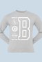 Brooklyn Logo Crew Neck Long Sleeve Gray Men's Combed Cotton T-shirt - 2