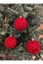 Christmas Pine Tree Ornament Luxury 3 Pieces Sequined Glitter Red Color Large Size Christmas Ball