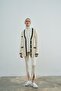 Gold Buttoned Striped Oversize Knitwear Cardigan - 2