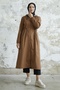 Layisa Striped Patterned Smocked Waist Trench - Brown - 3