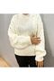 Women's Crew Neck Knitted Patterned Soft Textured Knitwear Sweater