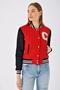 Women's Cotton Bomber College Jacket Red 23s1030 - 3