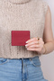 3633 Genuine Leather Super Thin Women's Men's Card Holder Claret Red - 7