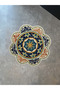 Navy Blue Themed Multicolor Traditional Motif Floral Patterned Woven Base Round Decorative Carpet 2096 - 2