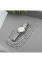Women's wristwatch metal strap vintage model silver color & and bracelet combination set - 3