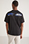 Dalton Men's - Printed Black Oversize T-shirt 100% Cotton