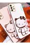 Water Green Hello Kitty Stand Edge Gold Detailed Luxury Silicone Case for Samsung Galaxy A72 - 3