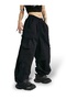 Unisex Black Tactical Wide Leg Cargo Pocket Elastic Wide Leg Loose Cut Oversize Cargo Pants - 3