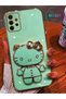Water Green Hello Kitty Stand Edge Gold Detailed Luxury Silicone Case for Samsung Galaxy A72