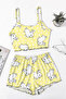 Cozy Favela Trend Strappy Shorts Bunny Printed Pajama Set