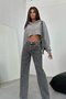 Women's Hooded Detailed Crop Gray Sweater 23W16012 - 3