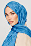 Blue Checkerboard Pattern Silky Jacquard Shawl - 4