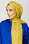 Oliv Green Checkerboard Pattern Silky Jacquard Shawl - 5