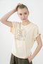 Regular Women's Crew Neck Ecru T-Shirt - 3