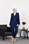 Jacket Side Tie Trousers Set Navy Blue
