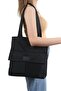 Bag Models Women's Black Zippered Hand and Shoulder Bag Fabric Tote Bag (Suitable for Laptop/School/Makeup/Beach/Teacher/Student/Strap/Shoulder/Sports/Arm 35X35) - 3