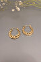 Women's Gold Interlocking Steel Hoop Earrings - 2