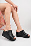 Genuine Leather Black Women's Wedge Heeled Leather Sandals Crz-1006 - 2
