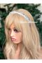 Special design crystal stone flower motif embroidered fine satin crown female child promise engagement henna crown white - 2