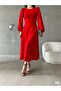 Imported Crepe Fabric Crew Neck Balloon Sleeve Midi Dress - 3