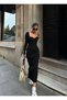 Women's Long sleeve sweetheart neckline midi dress - 2