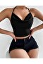 Black Degaje Collar Crop